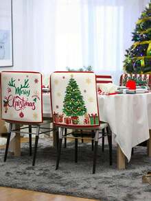 1 pièce Housse de chaise renne de Noël, housse de chaise décoration sapin de Noël Père Noël, décoration hivernale, décoration de Noël, décoration quotidienne de la maison, chaise de fête, décoration saisonnière, thème de Noël, texture douce, matériaux de haute qualité, housse de chaise décorative décorations de Noël décoration de la pièce