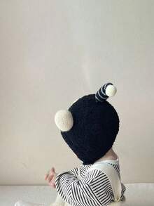 1 件婴儿秋冬季趣味眼睛无檐帽（男女通用） - 加厚毛绒帽 - 保暖护耳婴儿帽 - 彩色 - 查看 3