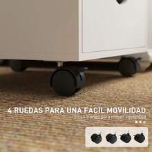 HOMCOM Cajonera Escritorio con Ruedas, Cajonera Oficina con 5 Cajones, Archivador Móvil, para Estudio, Salón, 40x40x67 cm, Blanco - Blanco - Ver 3