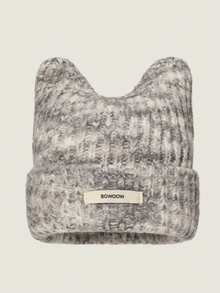 1 件扎染可爱涤纶针织猫耳帽，秋冬款