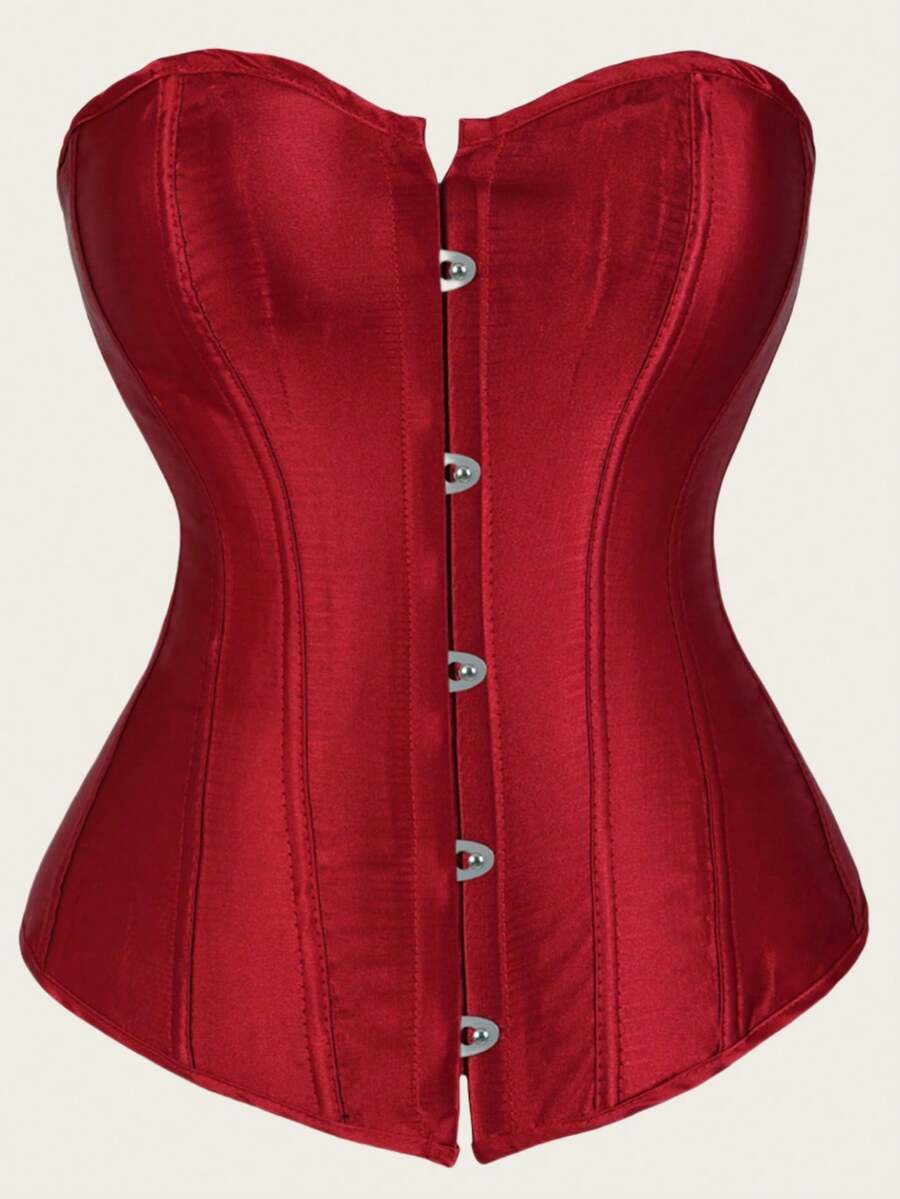 Jutrisujo Corset Top Women Lace Push Up Plus Size Gothic Bustier Princess Renaissance Vintage Halloween - 808-Rượu vang - Xem 1