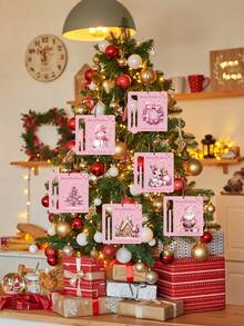 6 Stücke Weihnachts-Geldtasche Karte, rosa beidseitiges Muster Weihnachts-Geldtasche Dekoration, geeignet als Geschenkverpackung, Feiertags-Geldgeschenk Karte, für jedermann geeignet, witzige Weihnachts-Bargeld-Geschenkideen, Weihnachts-Hängedekoration