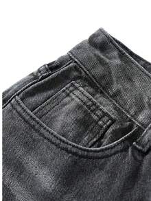 Men's Wide Leg Jeans, Gray, Unisex - 煙灰色 - 查看 5