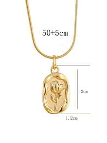 1pc Relief Tulip Necklace Women Stainless Steel Collarbone Chain Couples Gift - Tulip Necklace - View 6