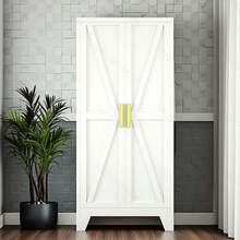 61-Inch White Metal Storage Cabinet (With Adjustable Shelves): Can Be Used As A Foyer Storage Cabinet / Filing Cabinet / Tool Cabinet. Suitable For Various Scenarios Such As Offices, Hallways, Bedrooms, Kitchens, Laboratories, Garages, Schools, Hospitals, Etc. - trắng - Xem 3