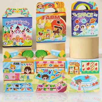 Klistermärkesbok med gelé, praktisk pedagogisk leksaksgåva, återanvändbar klistermärkesbok med gelé i silikon, klistermärkesbok med bubbel, tyst klistermärkesbok för tidig inlärning, pedagogisk tyst klistermärkesbok med tecknad film