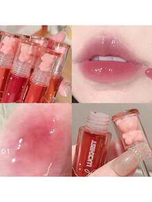 6Pcs Bear Lip Glaze Jelly Lipstick, Liquid Lipstick Cute Bear Lipgloss Moisturizing Lip Stain Plumping Water Lip Gloss Waterproof Long Lasting Cheek Rouge Tint Cosmetics Beauty Makeup - Nhiều màu - Xem 5