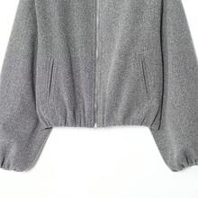 ZEVITY Nueva chaqueta bomber con cremallera frontal para mujer, chaquetas de vuelo suaves y cortas, abrigo informal de manga larga con cuello redondo para otoño e invierno 2025 para damas