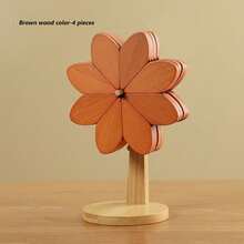 木质隔热碗垫、隔热垫和花朵杯垫套装，带支架。创意风车造型隔热隔热垫，耐热高品质杯垫和隔热垫，适用于您的餐桌。 - 彩色 - 查看 2