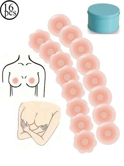 12pcs Silicone Nipple Cover Reusable Women Breast Petals Lift Invisible Bras Pasties Bra Padding Sticker Patch Adhesive Pads(2/6/12pcs)