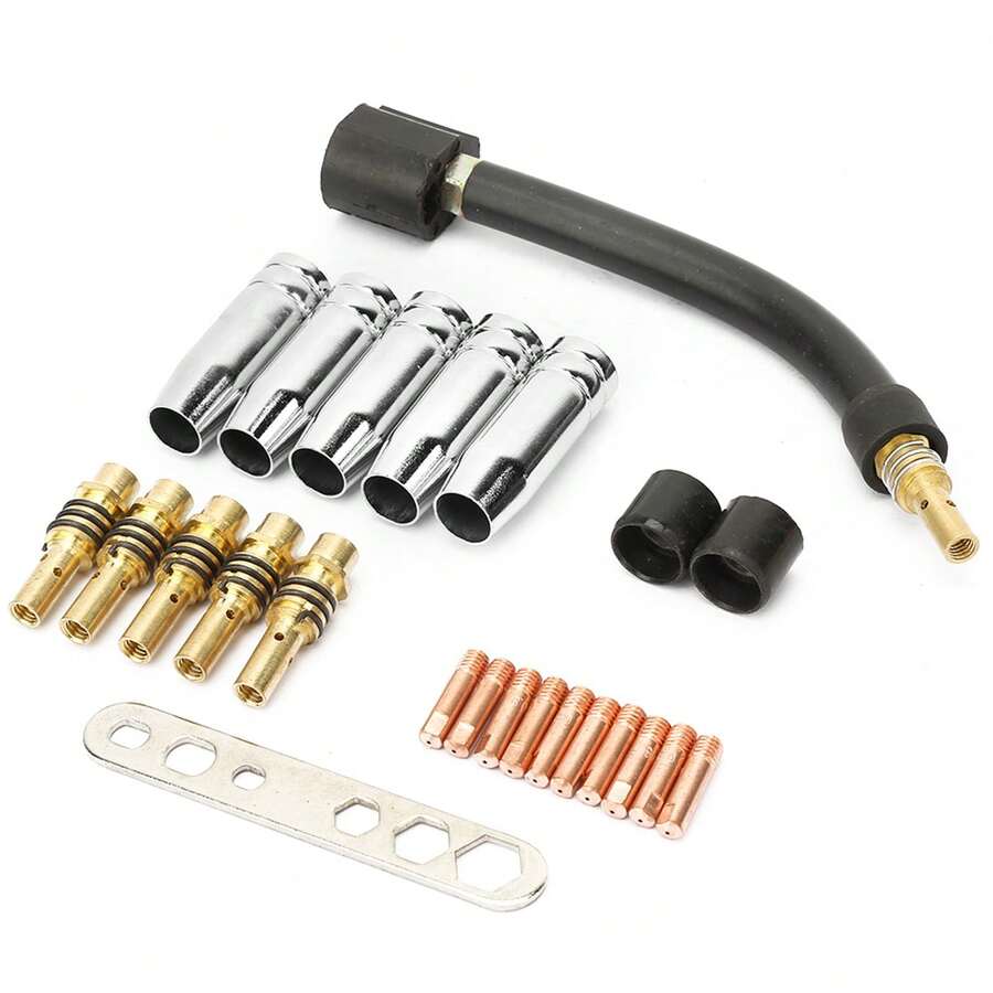 24 Piezas Piezas de Antorcha de Soldadura Punta de Soporte de Punta de Boquilla de Gas Cuello de Cisne para Antorcha de Soldadura MB15 15AK MIG - Multicolor - Ver 1