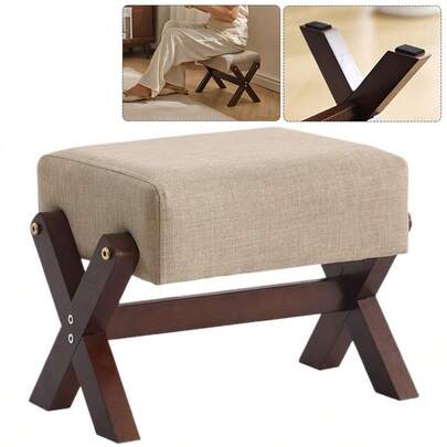 Small Footstool Shoe Changing Stool Padded Foot Rest Stool Entryway Living Room~