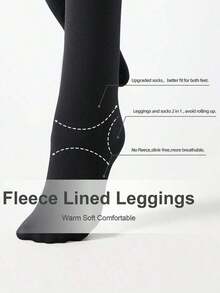 1 Pair 200g Women's Thick Fleece Socks For Winter, With Lifting Function, Soft & Stretchy, Comfortable & Warm - màu đen - Xem 5