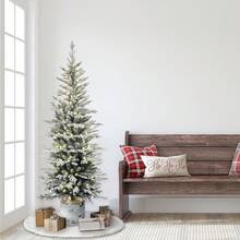 Lápiz de Abeto ártico preiluminado de 6 pies con 120 luces LED blancas cálidas - Abeto ártico flocado de 4.5 pies con 70 luces transparentes - Ver 11