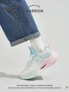 WARRIOR 1 双女式前系带运动鞋，网眼透气防滑耐用舒适百搭轻便跑步鞋，适合户外休闲穿着 - 白綠粉 - 查看 10