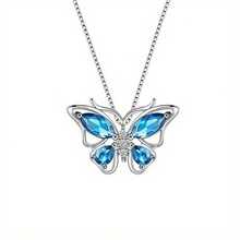 Butterfly Ring, Stud Earrings, Necklace, Bracelet Women's Jewelry Set, Suitable For Daily, Wedding, Party Wear, Suitable For Wives, Daughters, Good Friends As Birthday Gifts, Holiday Gifts - 紫色項鍊 - 查看 9