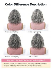 Peluca corta ondulada y rizada de 14 pulgadas en gris con flequillo, cabello corto y rizado, hermosa, elegante y encantadora, hecha de fibra sintética, resistente al calor, adecuada para uso diario, fiestas, vacaciones, cosplay y otras ocasiones, un regalo perfecto para damas. - Gris - Ver 9