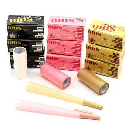 24 rollos, Papel de fumar, Papel de fumar sin cortar autoadhesivo de 44 mm, 500 cm de largo, deslizamiento suave, combustión suave, 3 colores, a granel para uso personal y fiestas, accesorios para fumar, regalo de Navidad