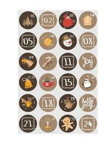 4pcs Red Number Stickers, Christmas Countdown Office & School Supplies Party Gift Seal Sticker - Red - View 23