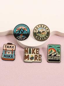 5入組牛仔朋克創意動物風景胸針服飾配件金屬徽章牛頭帽子靴子徽章