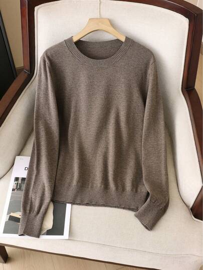 GIGOGOU Plus Size 1XL-4XL Autumn Winter Basic Warm Women Knit Sweater Top Long Sleeves Fall Clothes