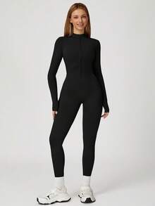 MASKERT Bộ áo liền quần nữ, thoải mái và thân thiện với da, chất liệu co giãn cao, thích hợp cho thể thao và yoga. - màu đen - Xem 6