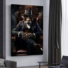 Modern Abstract Gangster Monkey Canvas Art Print, - Frameless Wall Decor For Living Room & Bedroom - A - View 1