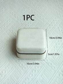 天鹅绒拉链首饰盒，便携式旅行首饰盒，返校 - 白色 - 查看 8