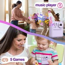 Kids Instant Print Camera Set, Front & Rear Selfie Camera, Supports 1080P Video, Suitable For 3-12 Years Old As Christmas, Birthday And New Year Gift, Portable Travel Print Digital Camera Toy For 6-12 Years Old