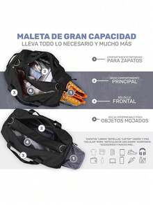Bolsa grande de yoga y gimnasio con compartimento para zapatos, separación de seco y húmedo, impermeable, multifuncional, adecuada para gimnasio, viajes y ocio - Multicolor - Ver 2