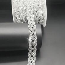 1 Yard Sparkling Crystal Braided Ribbon Rhinestone Trimmed Silver Chain Bridal Wedding Dress Shoes Decoration Accessories - Silver - View 19