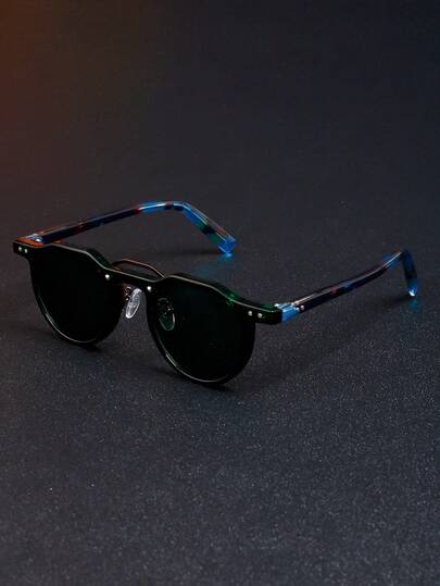1 pieza Gafas de moda con marco ovalado pequeño y retro, gafas de alta gama con estilo chic de fiesta, personalizado y unisex de estilo punk y callejero