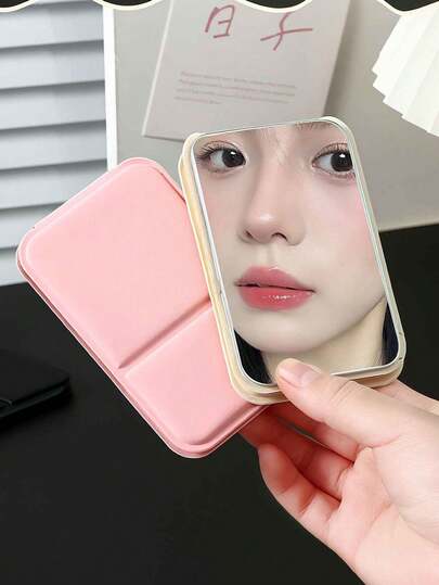 1 pièce - Miroir de maquillage pliable, miroir de maquillage portable à main, miroir de vanité simple pour dortoir et bureau, pliable, maquillage, bon marché, décoration de chambre, vanité, voyage, chambre à coucher, accessoires de maquillage, miroir, miroir de vanité, mini miroir, miroir compact, petit miroir, miroir à main