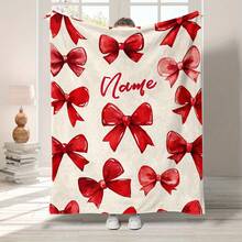 Personalized Pink Bow Anime Theme Flannel Blanket, Custom Name Soft Cozy Throw, Tear Resistant, Machine Washable, Digital Print, Polyester, All Seasons, 280gsm - Ideal For Couch, Bed, Camping & Travel,For Mother's Day,For Birthdays,For Father's Day,For Graduation,For Weddings,For Christmas,For Housewarming Sofa,Bed,Car,Bedroom,Living Room Washable,Lightweight,Breathable,Durable Cozy,Comfortable,Warm,Soft,Simple Custom,Personalized Ideal Gifts For Him,Ideal Gifts For Her