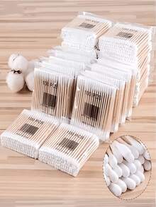 100/300/500/800 Piezas Bastoncillos Premium - Diseño de doble punta, adecuado para la limpieza suave de oídos y nariz, herramienta de maquillaje esencial para la rutina de cuidado personal, bastoncillos para limpieza de oídos, cuidado de la nariz, bastoncillos de doble extremo, suaves, empaque higiénico, empaque duradero, bastoncillos para salón de belleza, bastoncillos de madera para limpieza cosmética, consejos de belleza y cuidado personal