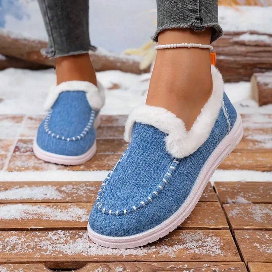 Women's Canvas Shoes Autumn And Winter Old Beijing Canvas Shoes Women's Sneakers Breathable Women's Work Shoes Slip-On Casual Shoes - 淺藍色 - 查看 1