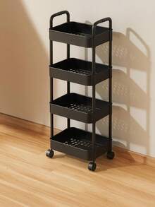 Carrito Auxiliar de 4 Niveles  Ideal para Cocina, Baño u Oficina - Negro - Ver 6