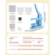 Button Maker Machine, 1.97 X 1.97 In Square, Plastic Pin Maker With Tinplate Front Shells, Plastic Back Covers, Magnetic Backings And Transparent Films, Ergonomic Handle, For DIY Badges, Blue - 50mm Blue 100 Squares - View 7