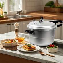 ABKOK 9.5 Quart Pressure Cooker,10Psi Induction Compatible Pressure Canner With Multiple Pressure Control& Protection,Fast Stewing, Durable,Light And Sturdy,Compatible With Gas Stoves & Induction Cookers,Silver, Family Dinner Supplies, Christmas Party Supplies - 9.5 Quart - View 3