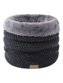 1件装冬季腈纶保暖围脖，带保暖内衬，小珠子设计，高领，加厚针织单圈颈套，适合日常使用 - 1pc - 查看 12