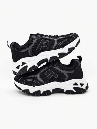 FIREQUEEN Women's Casual Sneakers, Thick-Sole Sports Shoes, Lace-Up Round Toe Breathable Mesh Patchwork Casual Shoes, Comfortable & Fashionable Campus Style For Walking, Running, All Seasons