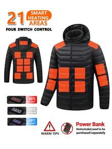 21 Zone Heating Jacket, Men & Women USB Heated Vest, Warm Clothing, Motorcycle Camping Winter Gear (Power Bank Not Included)