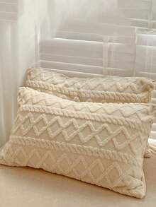 3 件套象牙色天鹅绒水晶天鹅绒柔软舒适羽绒被套（1 个羽绒被套 + 2 个枕套），适用于卧室、客房 - 米色 - 查看 7