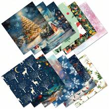 Papel de material navideño - Papel base para scrapbook con copos de nieve soñadores, fondo para hacer tarjetas y libros de recortes DIY