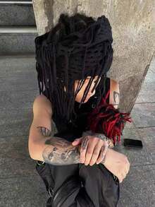 1 pieza Bufanda unisex con flecos, máscara facial de unicolor, pañuelo, accesorio versátil de triángulo, adecuado para novio, hermano, familia y accesorios de Halloween rave. Prenda de vestir cálida y suave de estilo punk callejero.