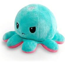 TeeTurtle - Reversible Octopus Plushie - Pink + Aqua - Cute Sensory Fidget Stuffed Animals That Show Your Mood, 4 Inch - Lấp lánh xanh + Nơ lấp lánh xanh nhạt - Xem 8