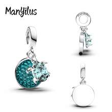 Manyilus Manyilus Original 1 Stück 925 Sterling Silber Anhänger Perlen Clips - mit Katzen Pfoten Abdruck, Oktopus, Delfin, Meeresschildkröte, Meeresfisch, Rose Herz Liebeswörter, Gitarre, Goldene Schokolade, Vierblättriges Kleeblatt, Hufeisen, Famas Hand Designs. Ein ausgezeichnetes Schmuckgeschenk für Familie, Freunde und Damen, ideal für Geburtstage, Valentinstag, Abschlusszeit, Strandaccessoires und Freundschaftstag.