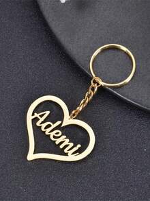 1PCCustomized Stainless - Steel Heart - Shaped Keychains, Personalized Letter Key Rings, Key Fobs With A Romantic Love Theme, Ideal Festive Gift Accessories - Multicolor - View 6