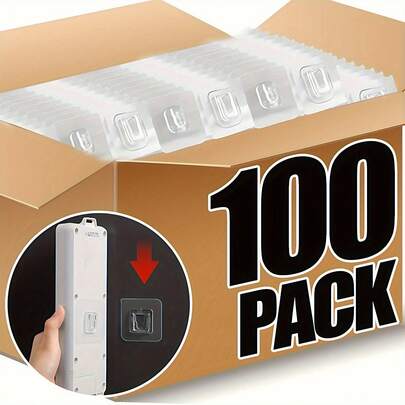 100pcs Strong Double-Sided Adhesive Wall Hooks - Transparent Suction Cup Hooks For Hanging Clothes, Kitchen And Bathroom Storage, Picture Frames, Cable Organizers - No-Drill, Damage-Free Hanging, Modern Hook Design, Practical Organizer, Utility Hooks