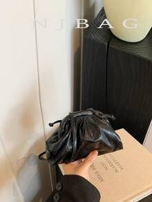 迷你优雅纯色夹肩包斜挎包 - 黑色 - 查看 2